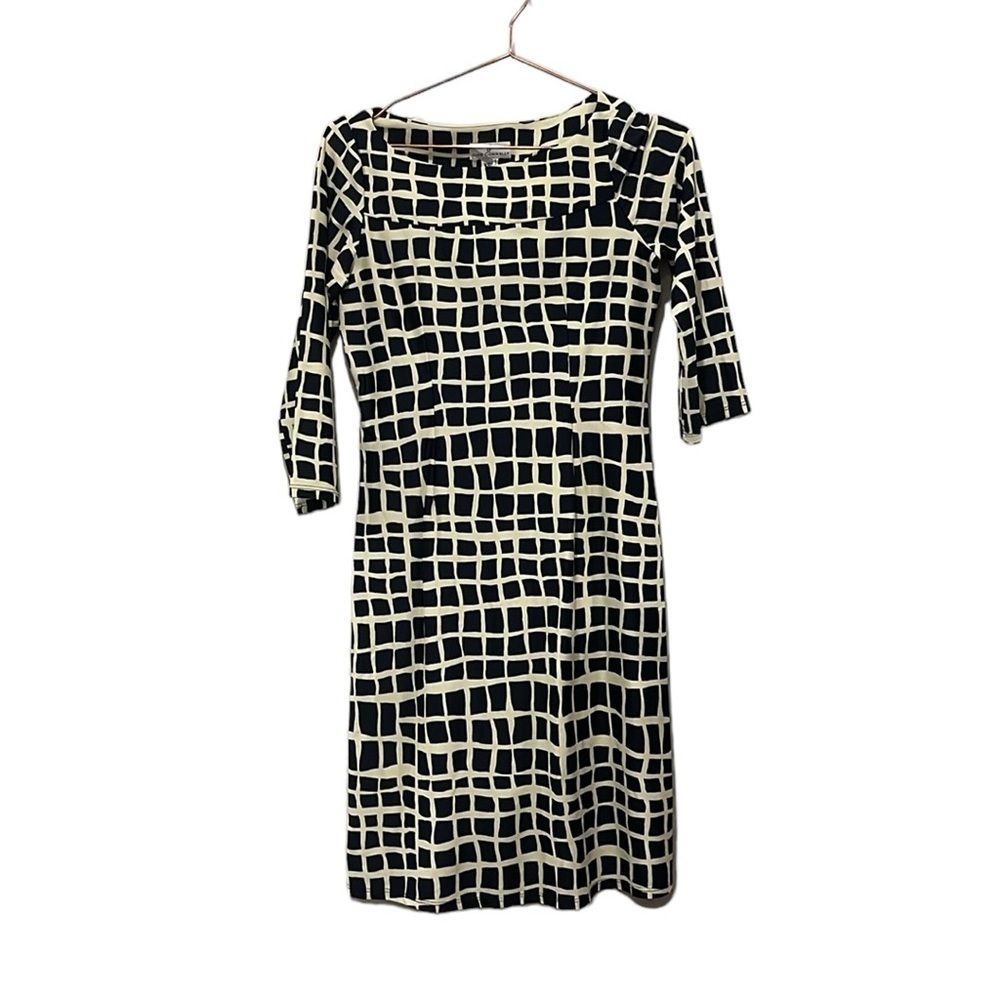 Jude Connally giraffe patterned dress. Black and white square pattern.  Size XS